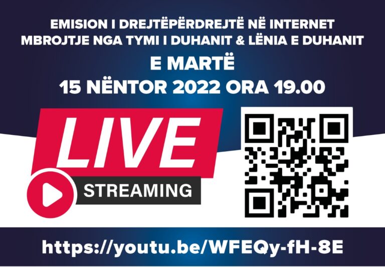 Live EVENT: 15.11.2022 – Mbrojtje nga tymi i duhanit & lënia e duhanit
