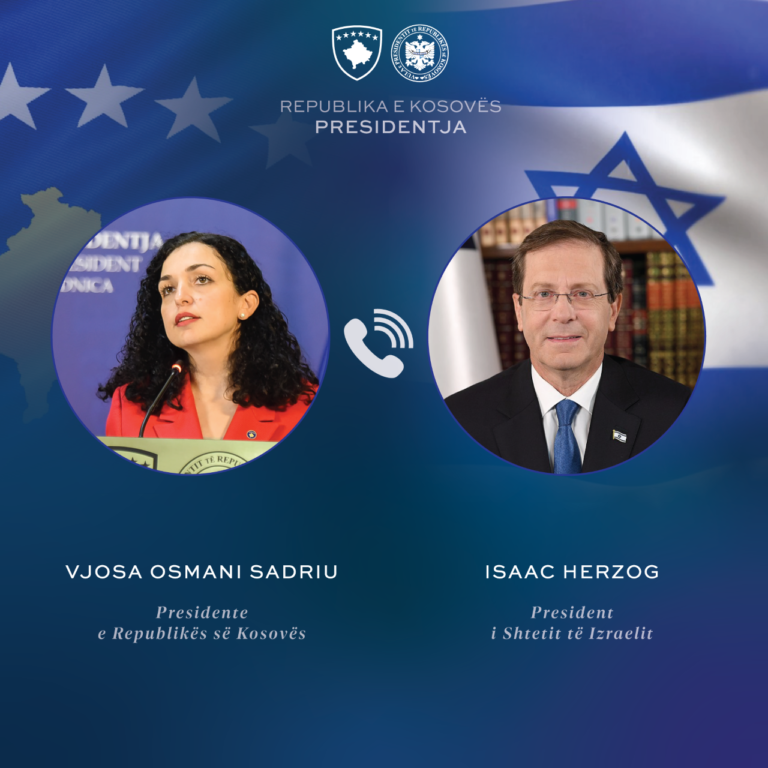 Presidentja Osmani në bisedë telefonike me Presidentin e Izraelit Isaac Herzog: Kosova e përkushtuar për ta thelluar bashkëpunimin me Izraelin 