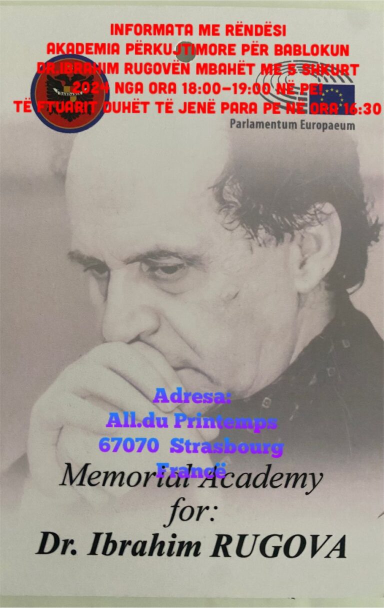 Europa e nderon Ibrahim Rugovën me Akademi Përkujtimore në Strazburg , me 5 Shkurt 2024