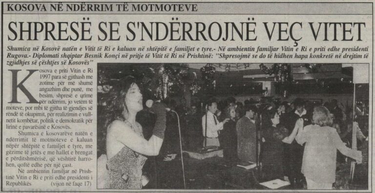 Kosova në prag lufte, si e priti Vitin e Ri 1997. Parashqevi Simaku këndonte në Prishtinë…
