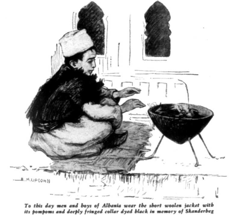 Revista amerikane (1928) / Shqiptarët lyejnë jelekët e bardhë me të zezë që nga vdekja e Gjergj Kastriotit — Tregim nga Anna Milo Upjohn