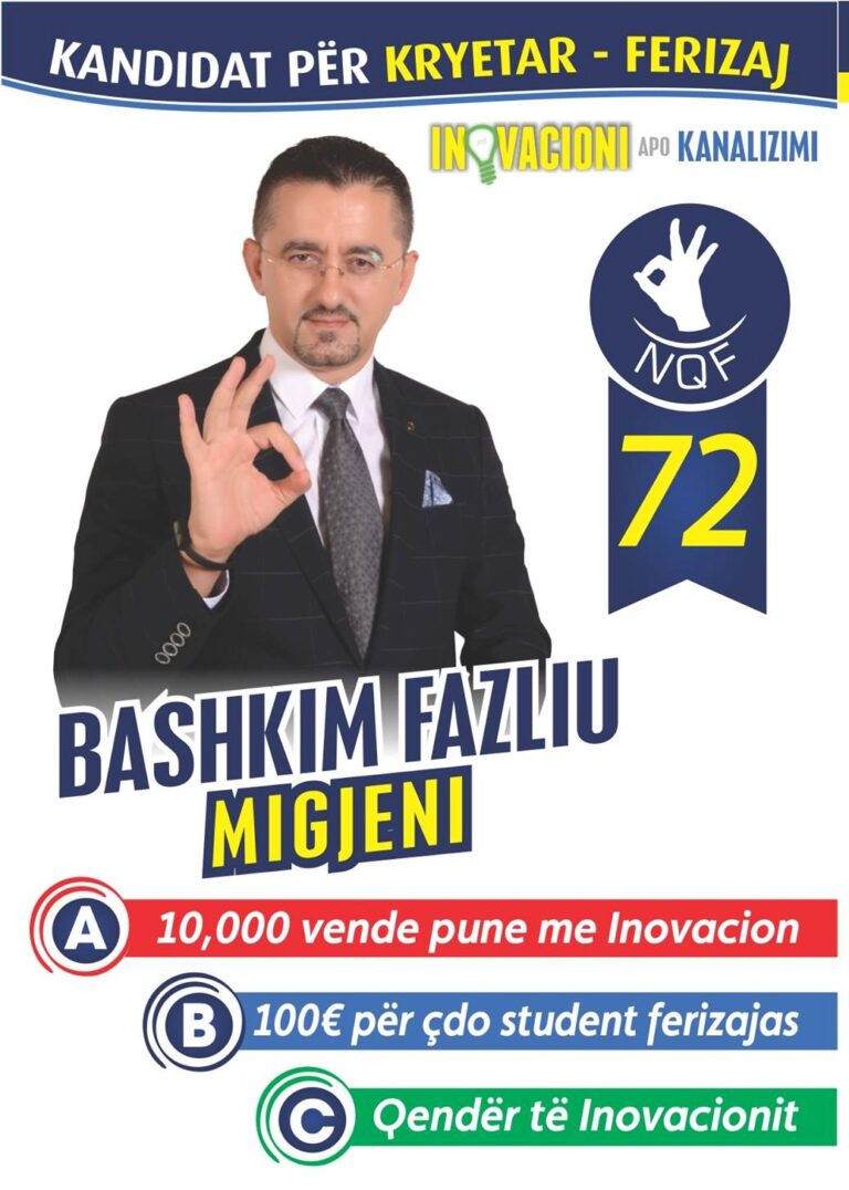 Bashkim Fazliu, kandidat i pavarur për kryetar të Ferizajit me numrin ✔️163, për një qytet europian, të sigurt dhe me identitet kombëtar