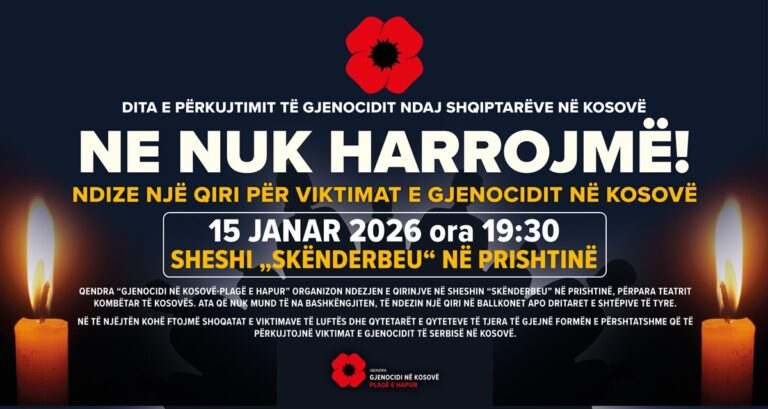 Më 15 janar do të ndizen qirinj për viktimat e gjenocidit në Kosovë