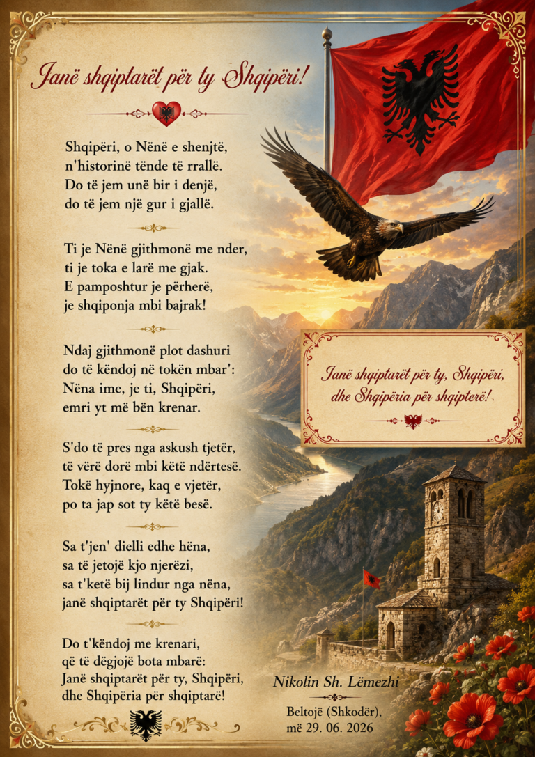Janë shqiptarët për ty Shqipëri!, poezi nga Nikolin Sh. Lëmezhi