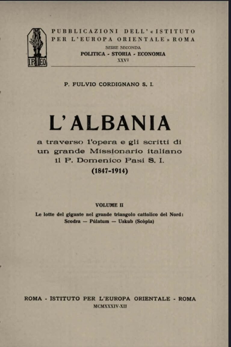 Vështrim i veprës “L’Albania”, Vëllimi II, të P. Fulvio Cordignano S.I.