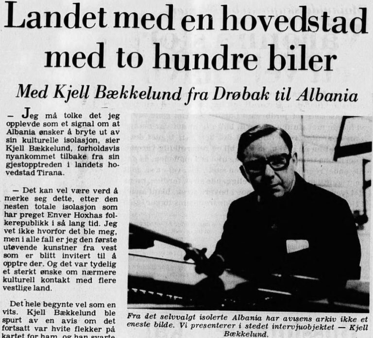 1982 / “Tirana, kryeqyteti me dyqind makina” — Dëshmia e pianistit norvegjez Kjell Bækkelund pas vizitës në Shqipëri